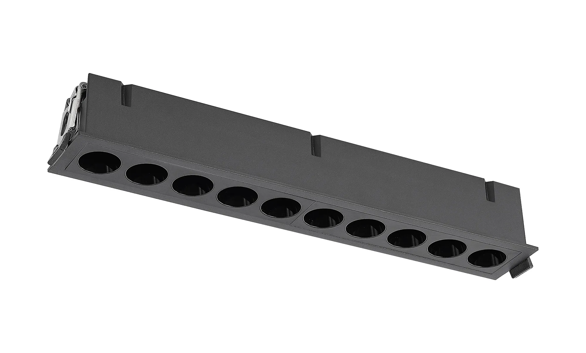 M9135  Blau Linear Recessed Spotlight 10 Light, 24W LED, 3000K, 1680lm, Cut Out: L:280mm x W:40mm, Black, Driver Included